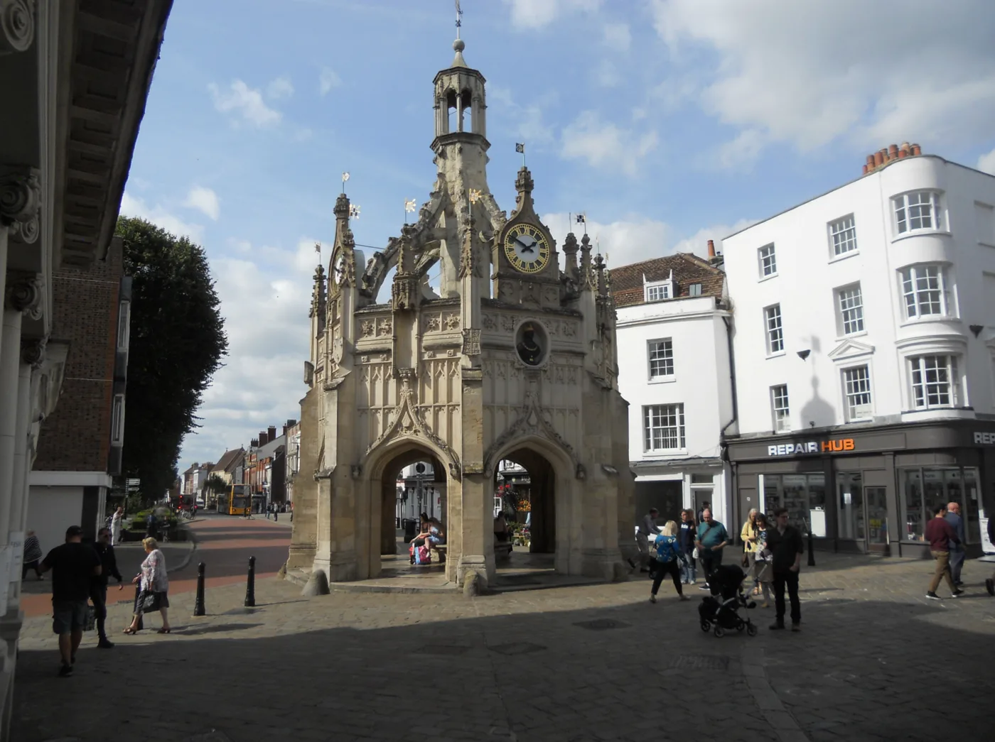 The Market Cross, at the centre of Chichester Central. The ward has the highest claimant rate in the district and the fourth highest of the 133 wards in West Sussex