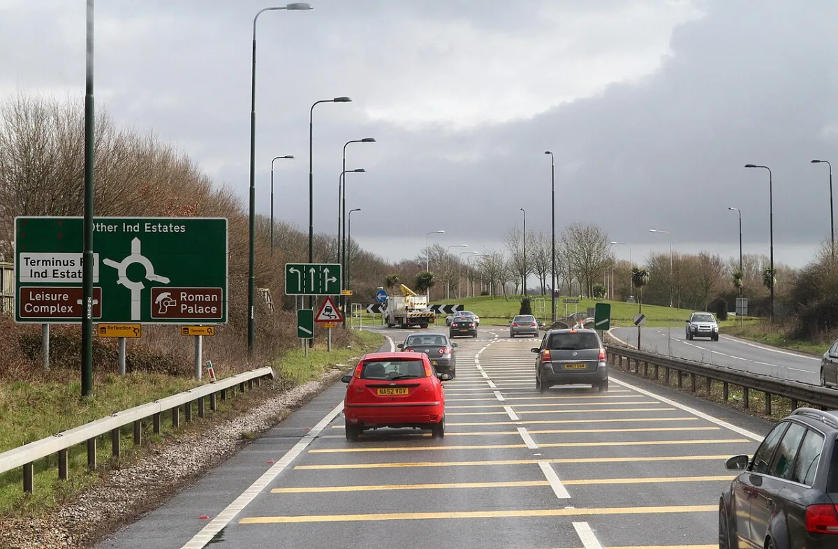 The A27 Chichester bypass. Every east-west journey through the district uses it, which is why a single roundabout closure reroutes the whole city